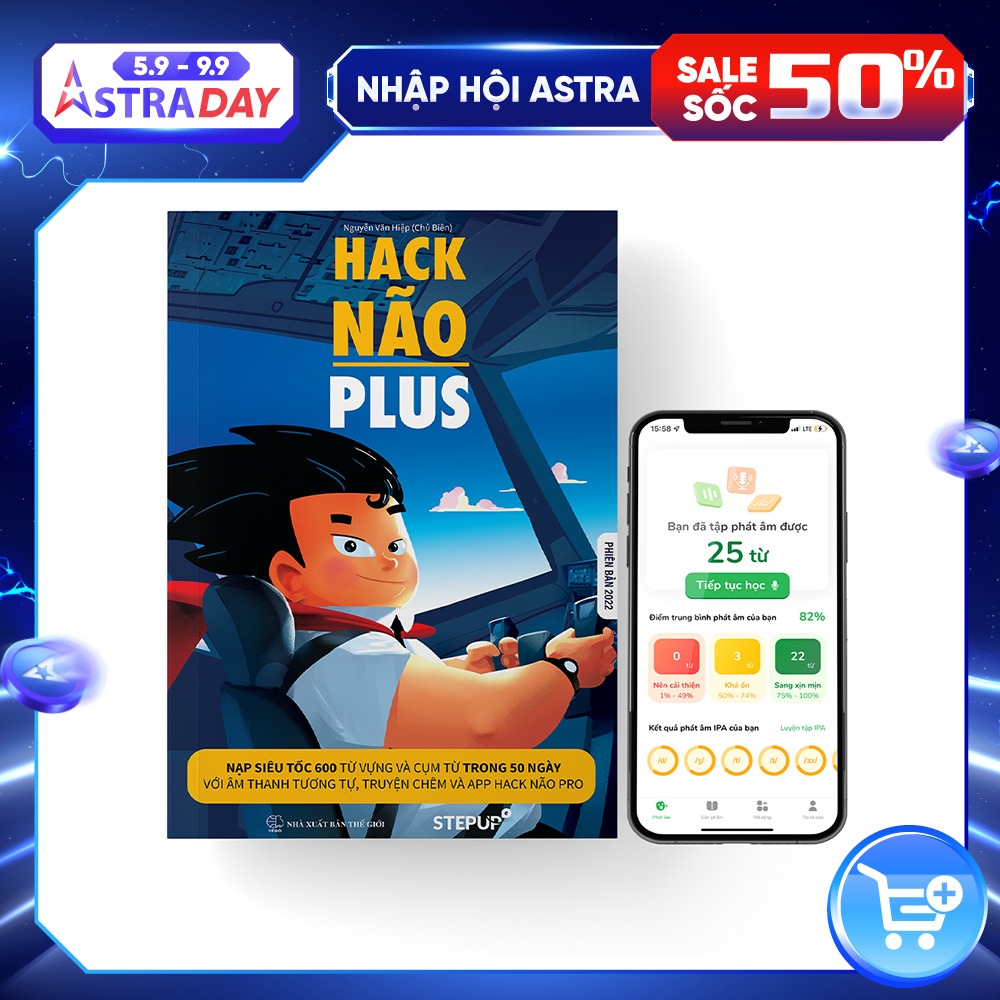 Sách - Hack Não Plus (Phiên bản 2022) - Tặng App Hack Não Pro học phát âm miễn phí