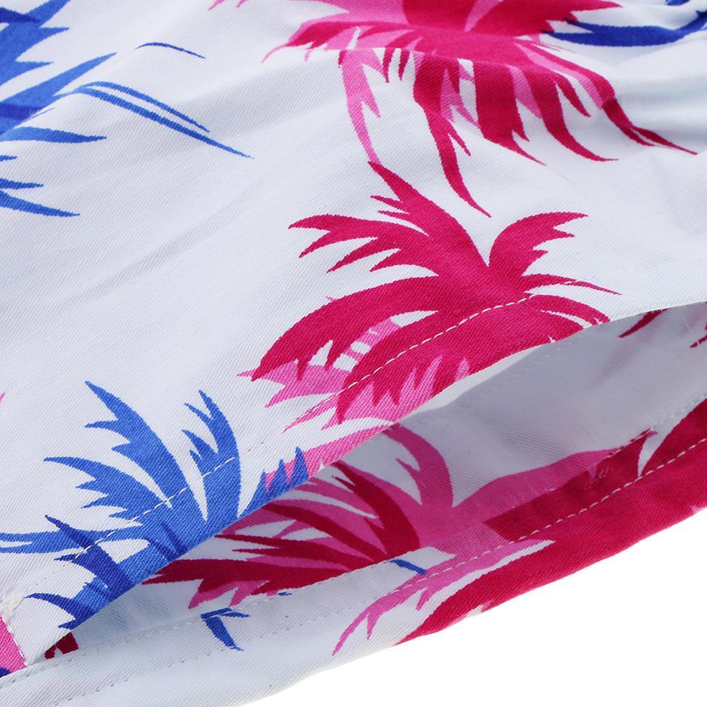 Trendy Men Hawaiian Shorts Casual Beach Palm Tree Pattern Holiday Luau Tropical Swim Trunks Stags Party Shorts