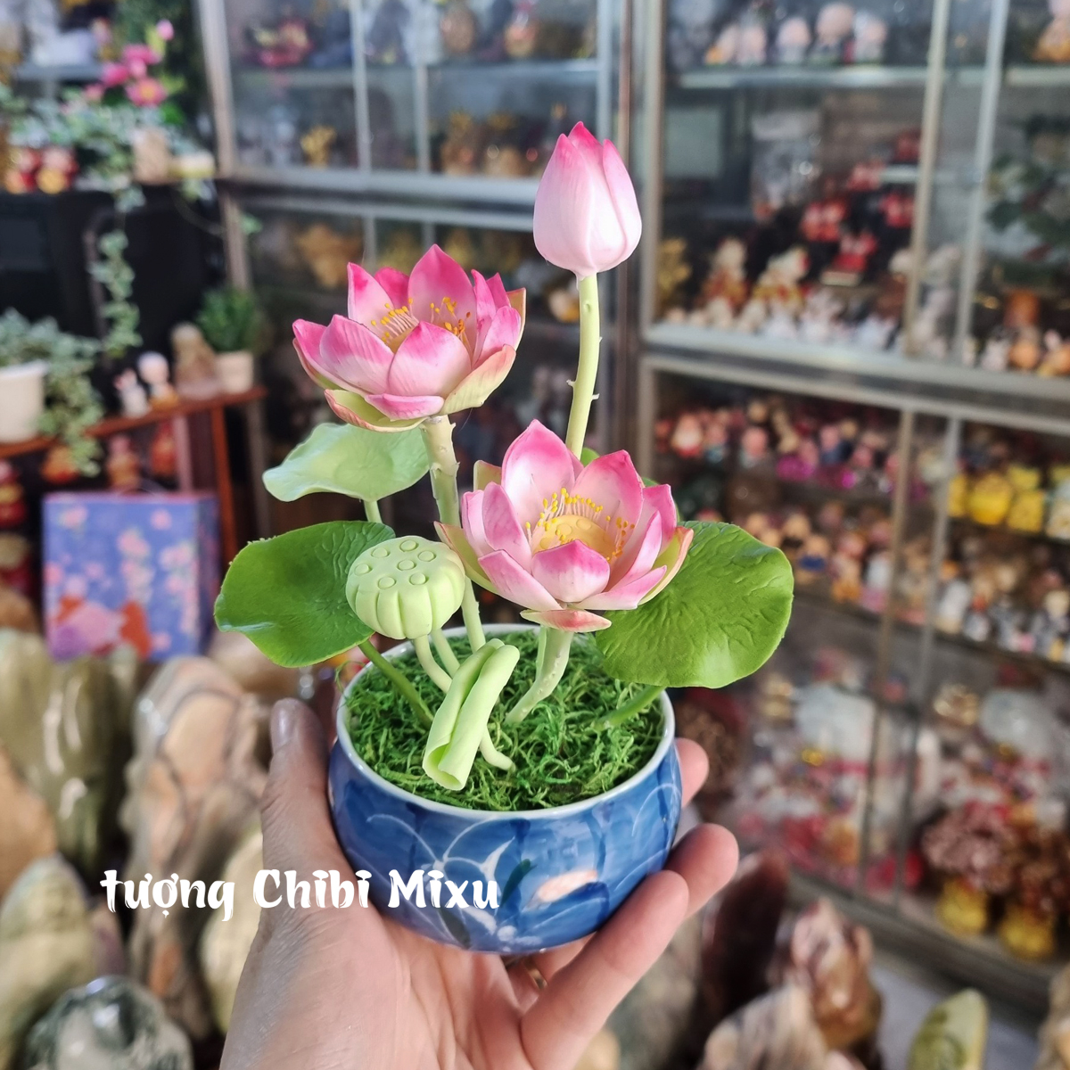 Chậu hoa sen bằng đất sét Nhật 20cm