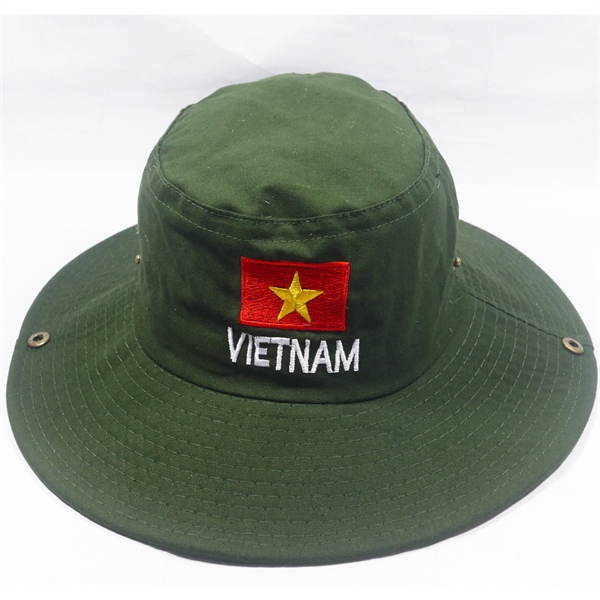 Mũ tai bèo nam vành rộng thêu cờ Việt Nam, chất liệu vải kaki oát mát mẻ, bền chắc - Hạnh Dương