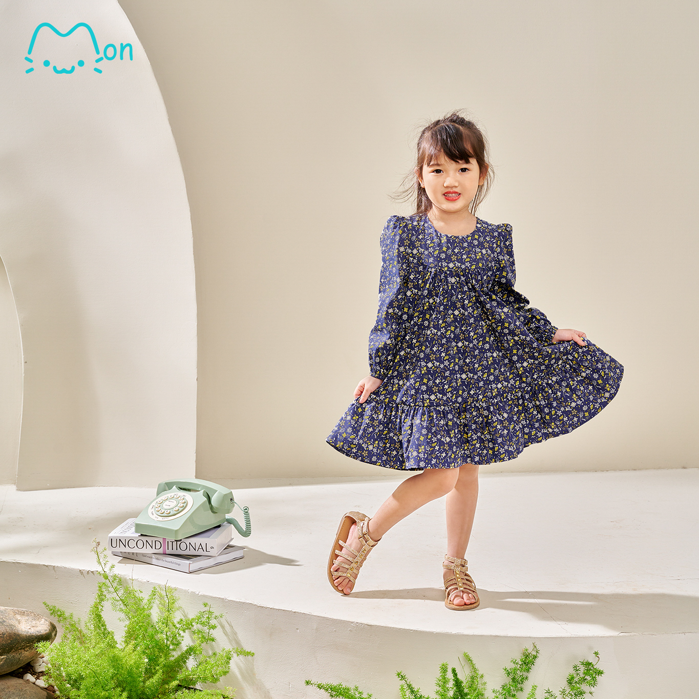 Váy bé gái thiết kế dáng dài, váy bé gái xuân hè chất cotton nhẹ mát, cho bé 2-6 tuổi MonBabies VDG22w05