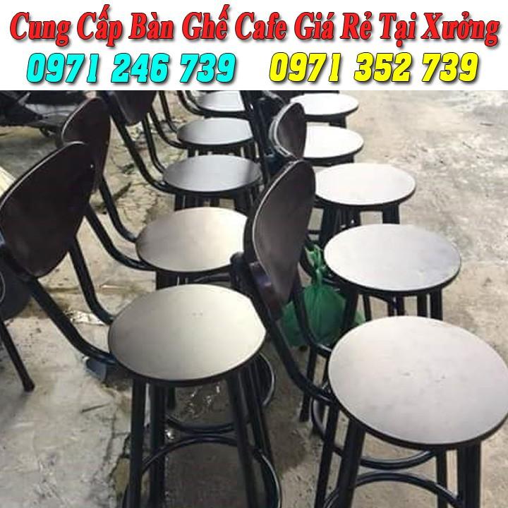 Ghế bar chân sắt mặt gỗ, ghế cafe chân cao