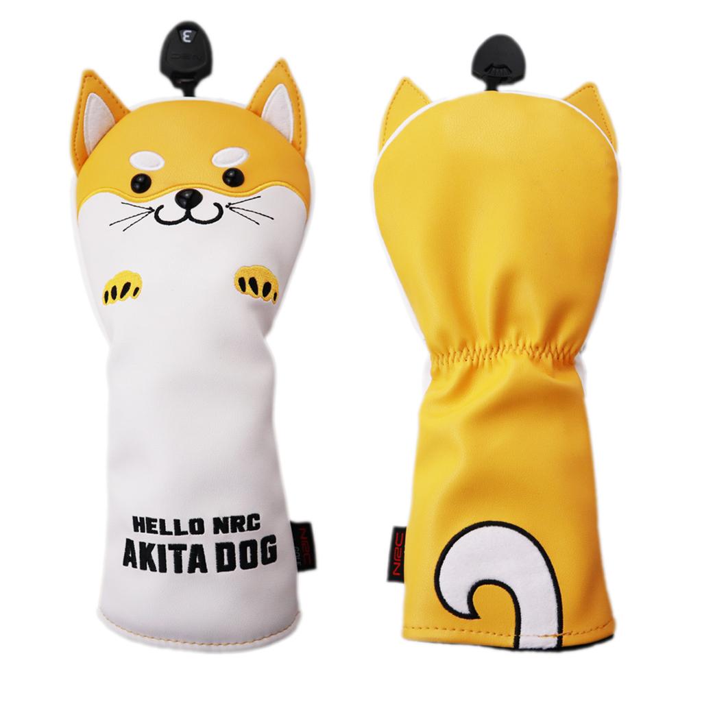 4x Golf Wood Head Covers No. 1 3 5 UT Driver Headcover Cute AKITA Dog Club Cover