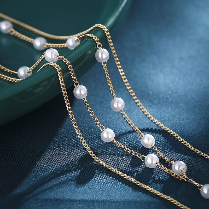 Dây chuyền vòng cổ 2 lớp mix hạt châu thả tua rua sang chảnh