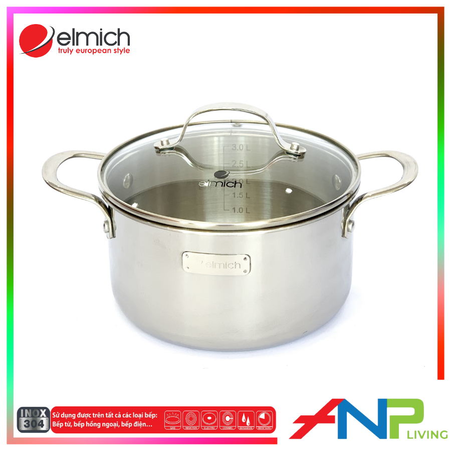 [ELMICH - EL3735] NỒI INOX 304 CAO CẤP 3 LỚP ĐÁY LIỀN TRI-MAX 26CM