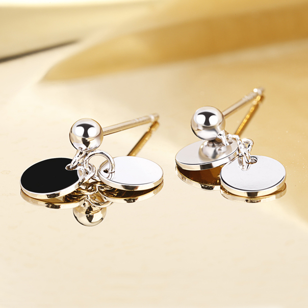 Bông tai nữ hai hình tròn phong cách Hàn Quốc