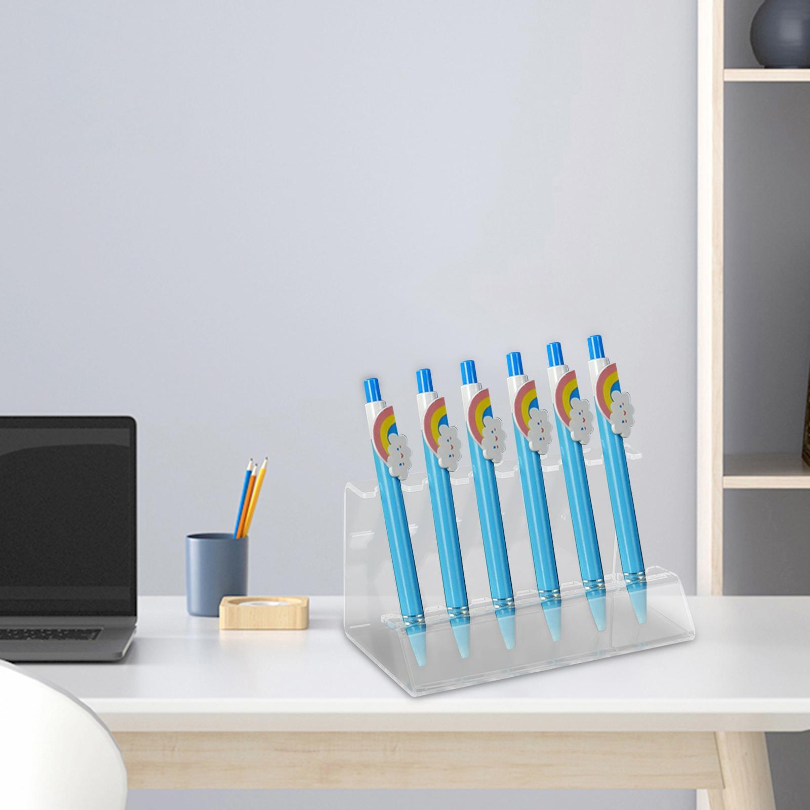 Pen Rack Holder Acrylic Pen Holder Acrylic Storage Cosmetic Brushes Supplies Office Vertical Countertop Pen Holder Display Stand