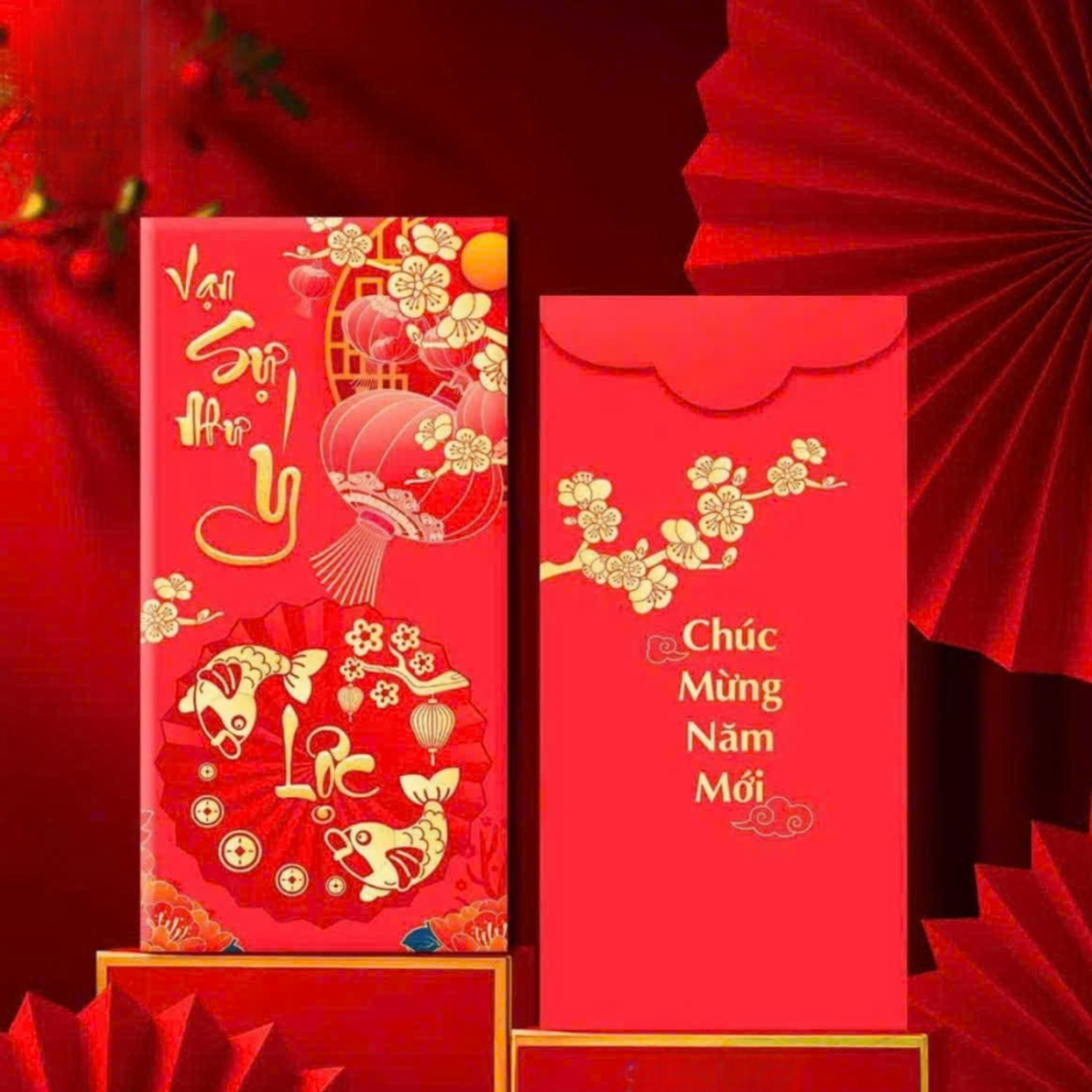 [Combo 100] Bao Lì Xì Truyền Thống Tết Nguyên Đán, Túi Đựng Mừng Tuổi Xuân Vạn Sự Như Ý Phúc Lộc Thọ