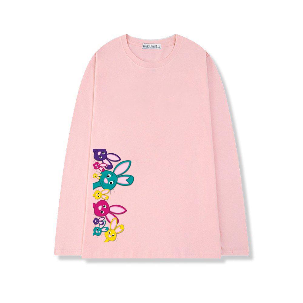 Áo thun tay dài form rộng unisex freesize nam nữ in hình thỏ bên hông BND23