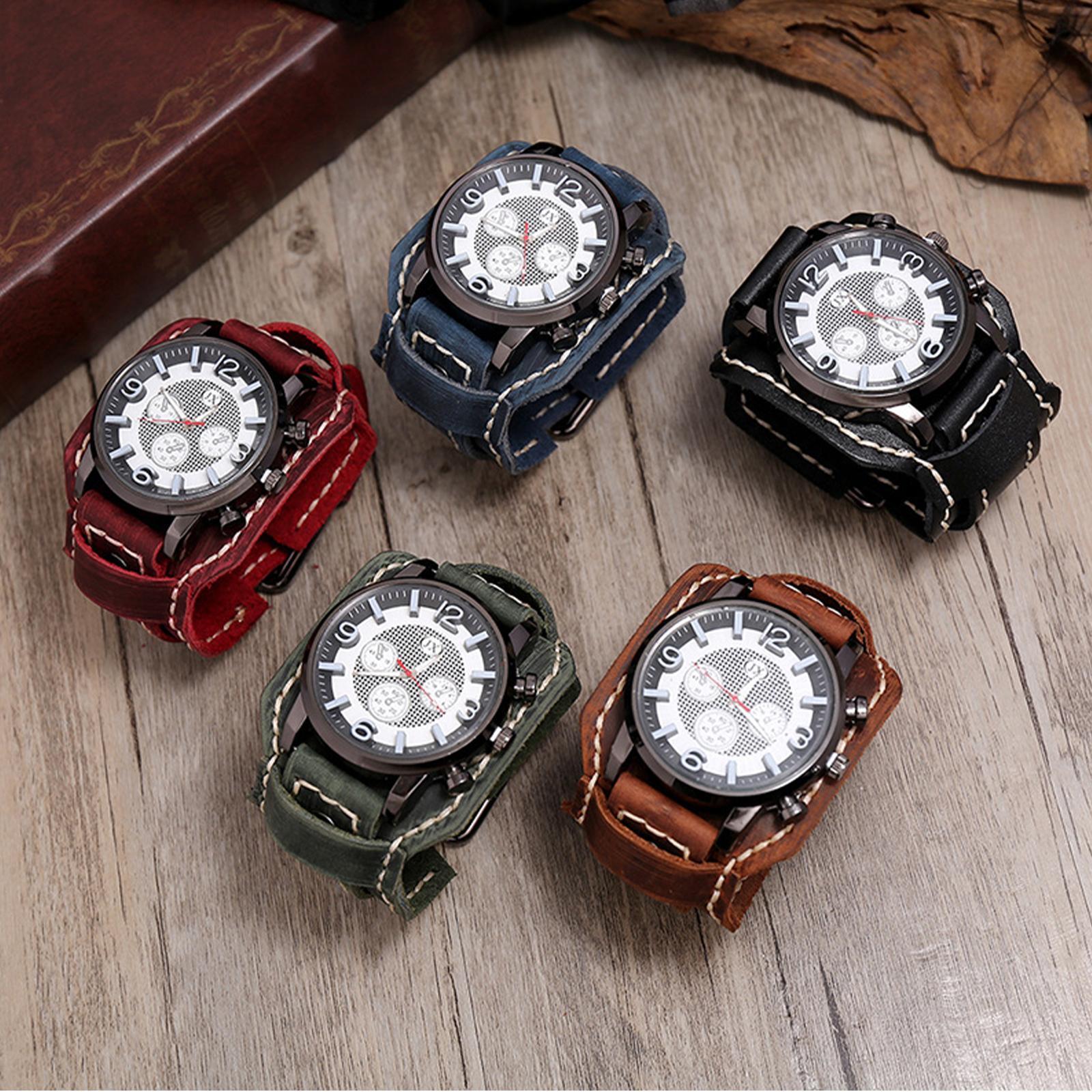 Punk Retro Watch Bracelet Leather Fashion Wide Leather Strap Vintage
