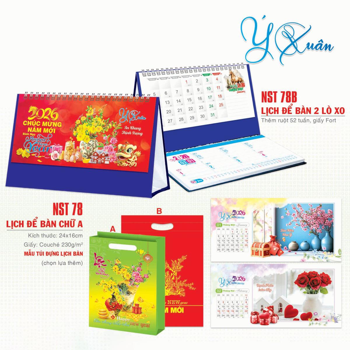 Lịch Để Bàn Chữ A - Ý Xuân - NST 78A