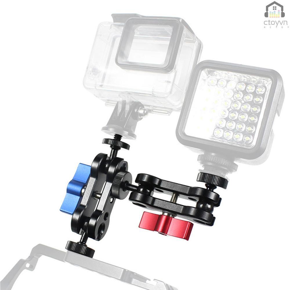 Khung gắn hai đầu bi 1/4 inch bằng hợp kim nhôm xoay 360 độ cho điện thoại