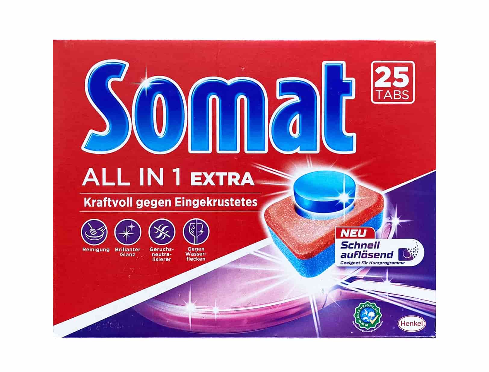 Viên rửa bát và làm bóng cao cấp Somat All in 1 Extra 10 Multi - AKTIV 25 Viên - Đức