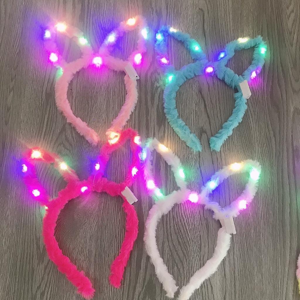 Cài tóc Tai Thỏ Phát Sáng vui chơi lễ hội , bờm tai thỏ đèn led