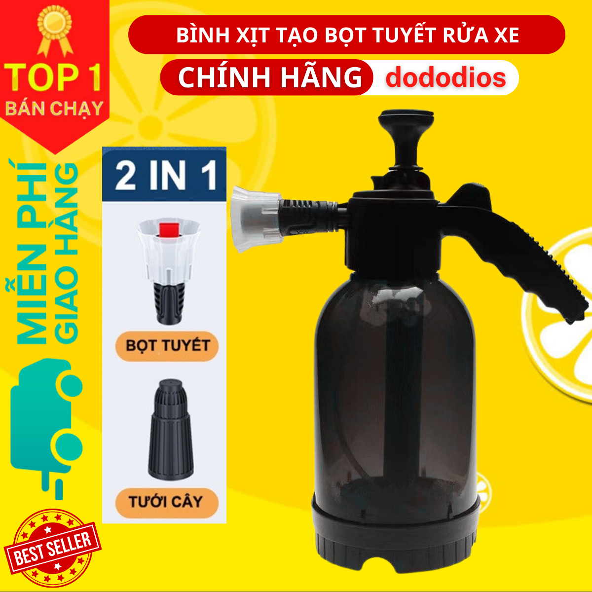 Bình xịt tạo bọt tuyết rửa xe dododios 2L xịt mạnh bọt dầy - Hàng chính hãng dododios