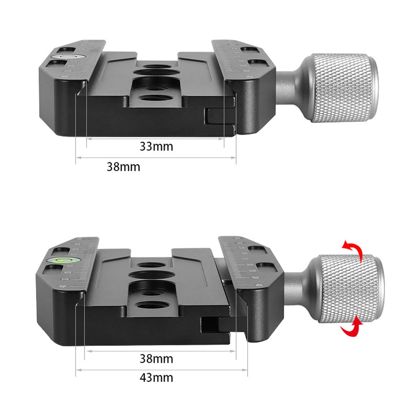 Quick Release Plate Clamp for Camera Tripod with 2x Spirit Level Plate Mount Adapter