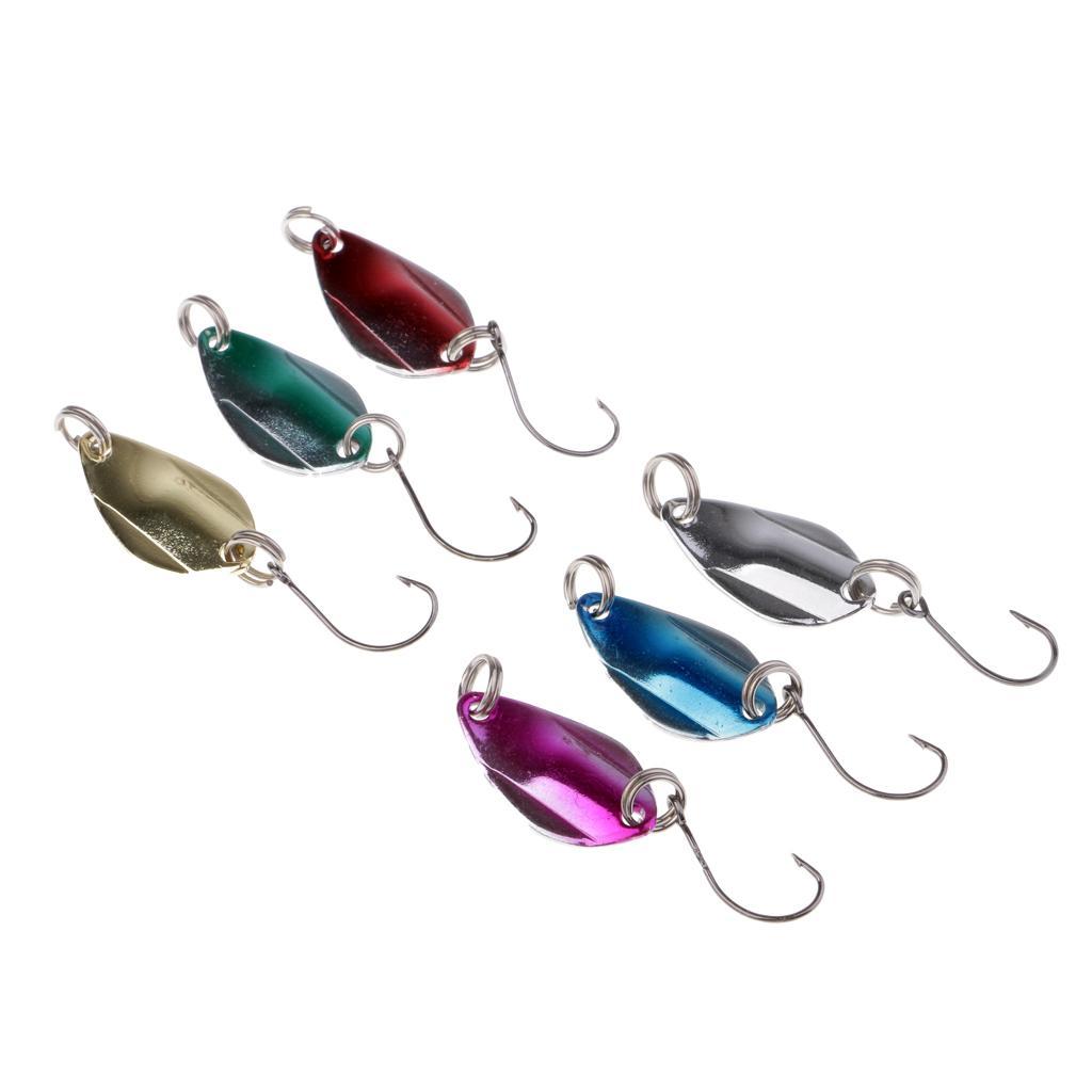 6 Pieces Artificial Metal Fishing Spoon Lures and 10pcs Crankbait Hard Lures