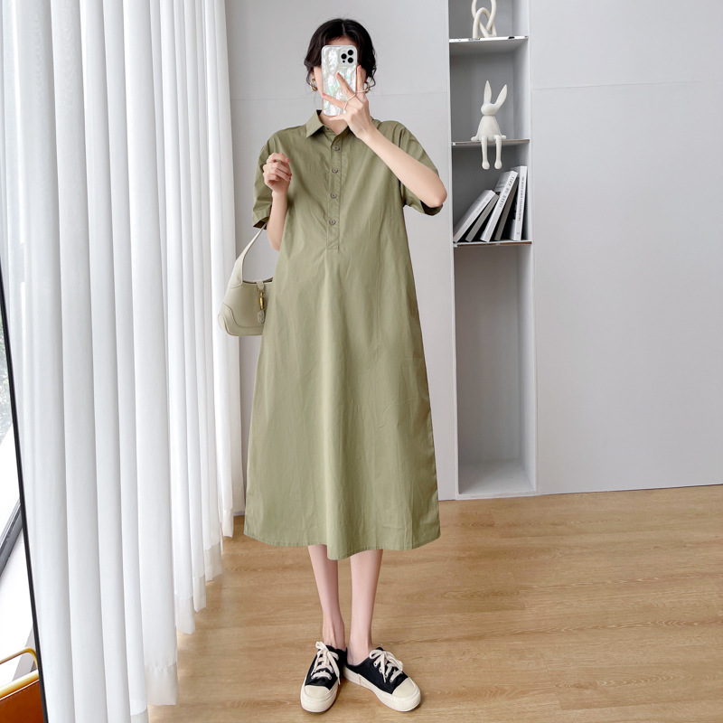 Váy bầu thiết kế công sở dự tiệc mùa hè suông sơ mi chất linen mát B61