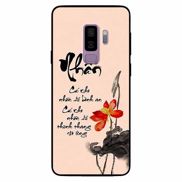 Ốp lưng in cho Samsung S9 Plus Mẫu Thư Pháp Nhẫn Nền Hồng