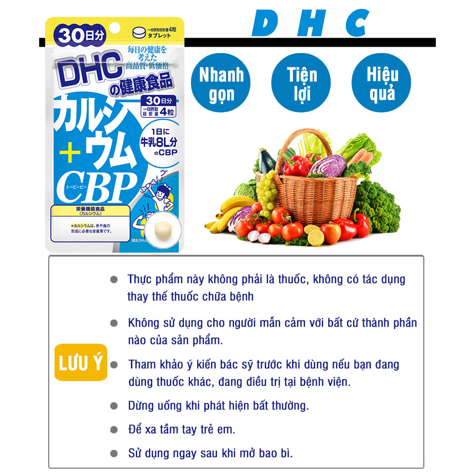 Viên uống bổ sung canxi DHC Nhật Bản Calcium + CBP thực phẩm chức năng giúp xương chắc khỏe, phát triển chiều cao trẻ em JN-DHC-CA