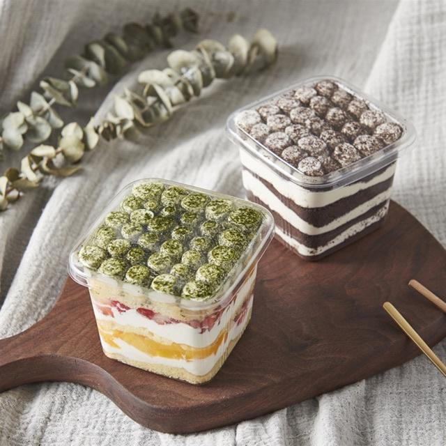 B10-08 | Set 50c Hộp Nhựa Vuông Đựng Bánh Lạnh, Bánh Mousse, Tiramisu, rau câu