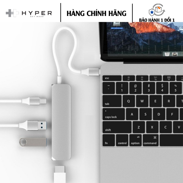 Cổng Chuyển HyperDrive HDMI 4K USB-C Hub Cho MacBook, PC &amp; Devices - Hàng Chính Hãng