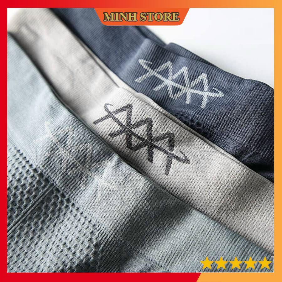Quần lót nam boxer dệt kim 3A, Quần sịp đùi nam boxer cotton thoáng khí thời trang 43-75 kg (che tên) SA01 - Minhstore66