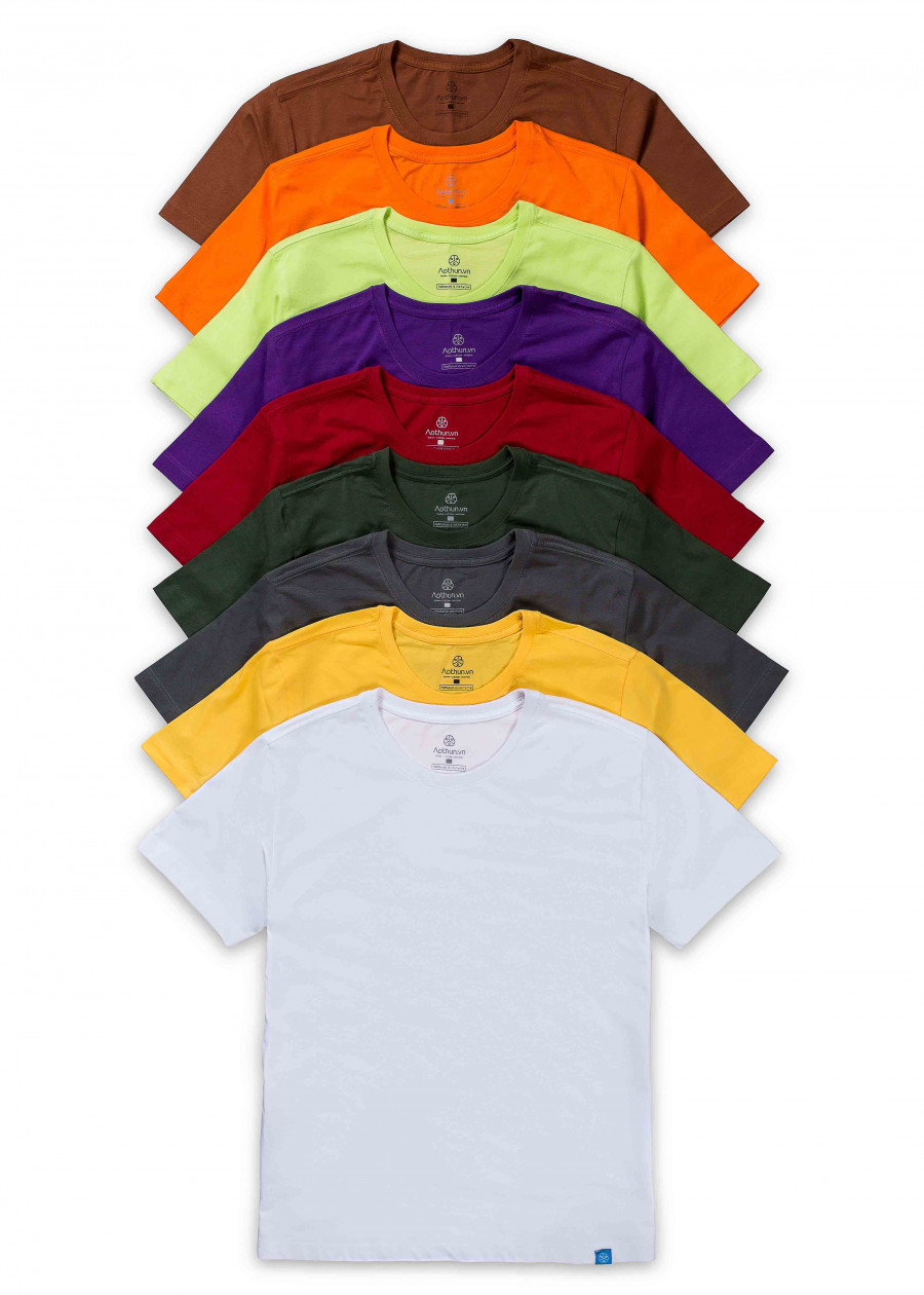 Áo Thun Cổ Tròn Unisex Nam Nữ Basic 19 Màu Medium Size