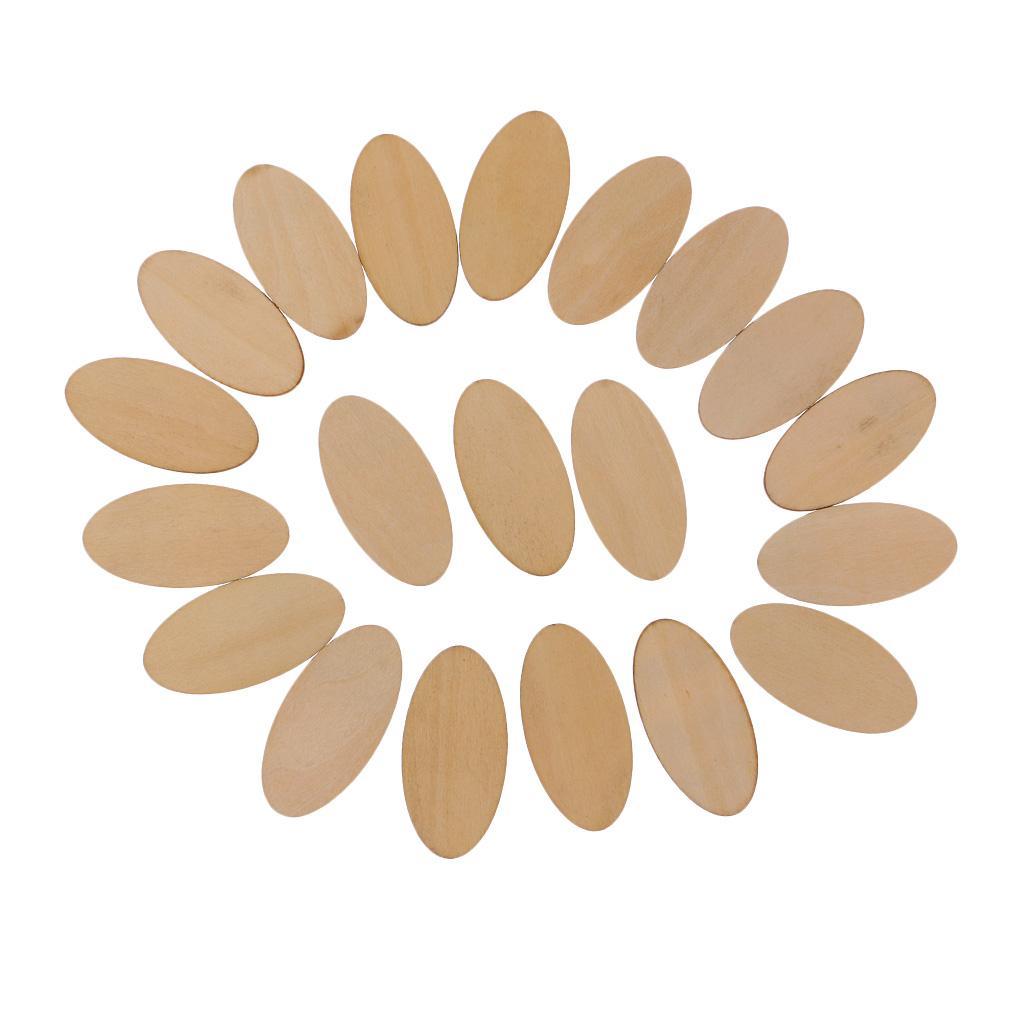 3-4pack Natural Wood Pieces - Unfinished Wooden Cutouts Disc 60 x 30 mm - 20 pcs