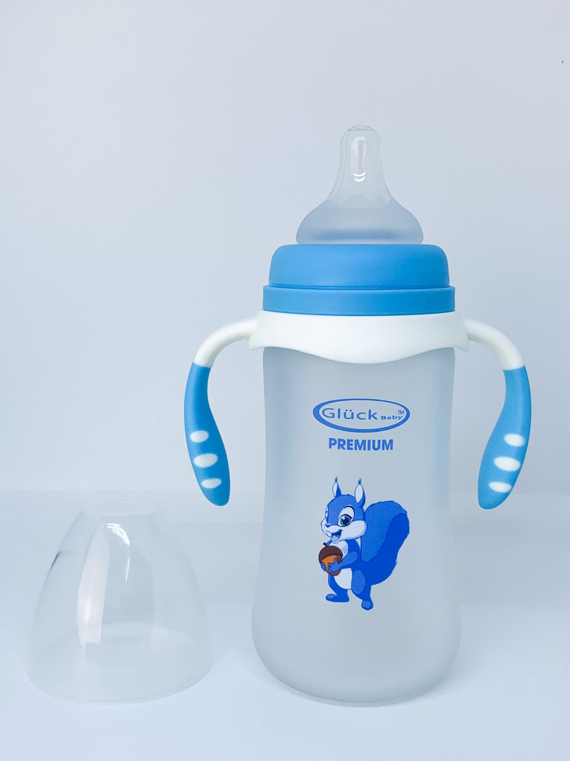 Bình sữa thủy tinh bọc silicon Gluck Baby 240ml