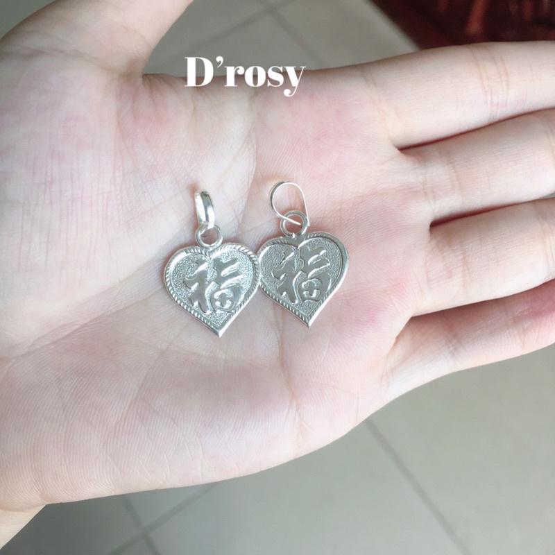Mặt dây chuyền bạc hình chữ Phúc dạng dẹt chuẩn bạc ta nguyên chất có bảo hành