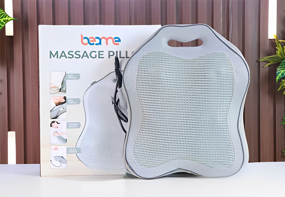 Máy massage lưng cột sống, gối massage lưng,gối mát xa cổ vai gáy Beame BM-V56 ,với con lăn 4D và nhiệt hồng ngoại giúp giảm căng thẳng mệt mỏi
