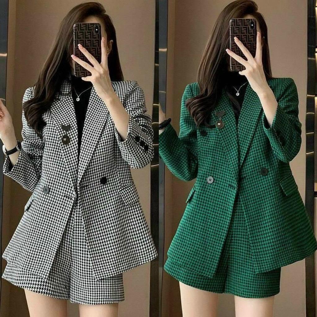 FREE SHIP Set bộ đồ nữ vest dài tay lịch sự, sang chảnh với 2 tone màu sáng da KIM GIA DS