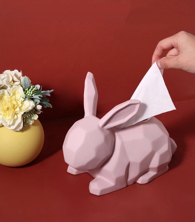 HỘP KHĂN GIẤY CHÚ THỎ 3D CERAMIC BUNNY