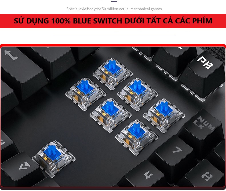 Bàn Phím Cơ Máy Tính Chơi Game XSmart H650 Có 10 Chế Độ Led RGB Khác Nhau Chiến Mọi Tựa Game Trên PC Như Pubg, LOL - Hàng Chính Hãng