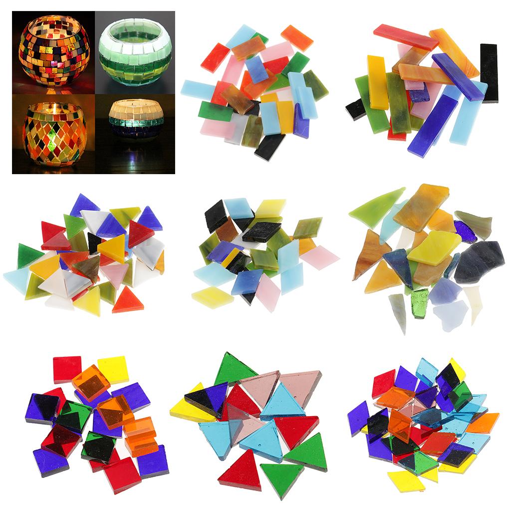 2x200g/Pack Irregular Shape Glass Mosaic Tiles for Arts DIY Crafts 10-30mm