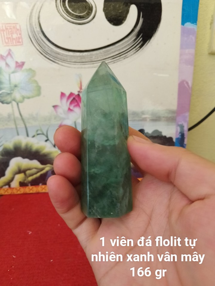 Trụ Đá Flourite Tự Nhiên Màu Xanh, Đá Thanh Tẩy Giúp Hỗ Trợ Reiki, Thiền Định, Sưu Tầm, Chặn Giấy (166 gr)