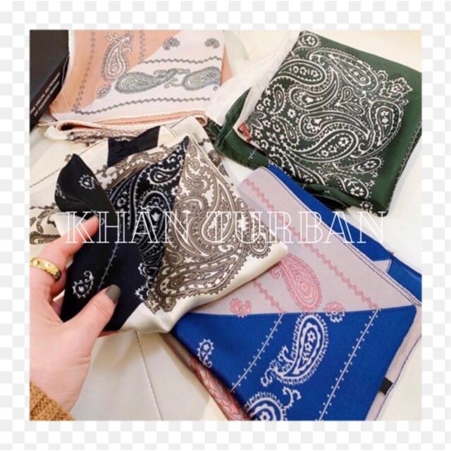Khăn turban lụa vuông cao cấp choàng cổ size 70x70cm thanh lịch đa năng dùng làm áo yếm in hoa văn