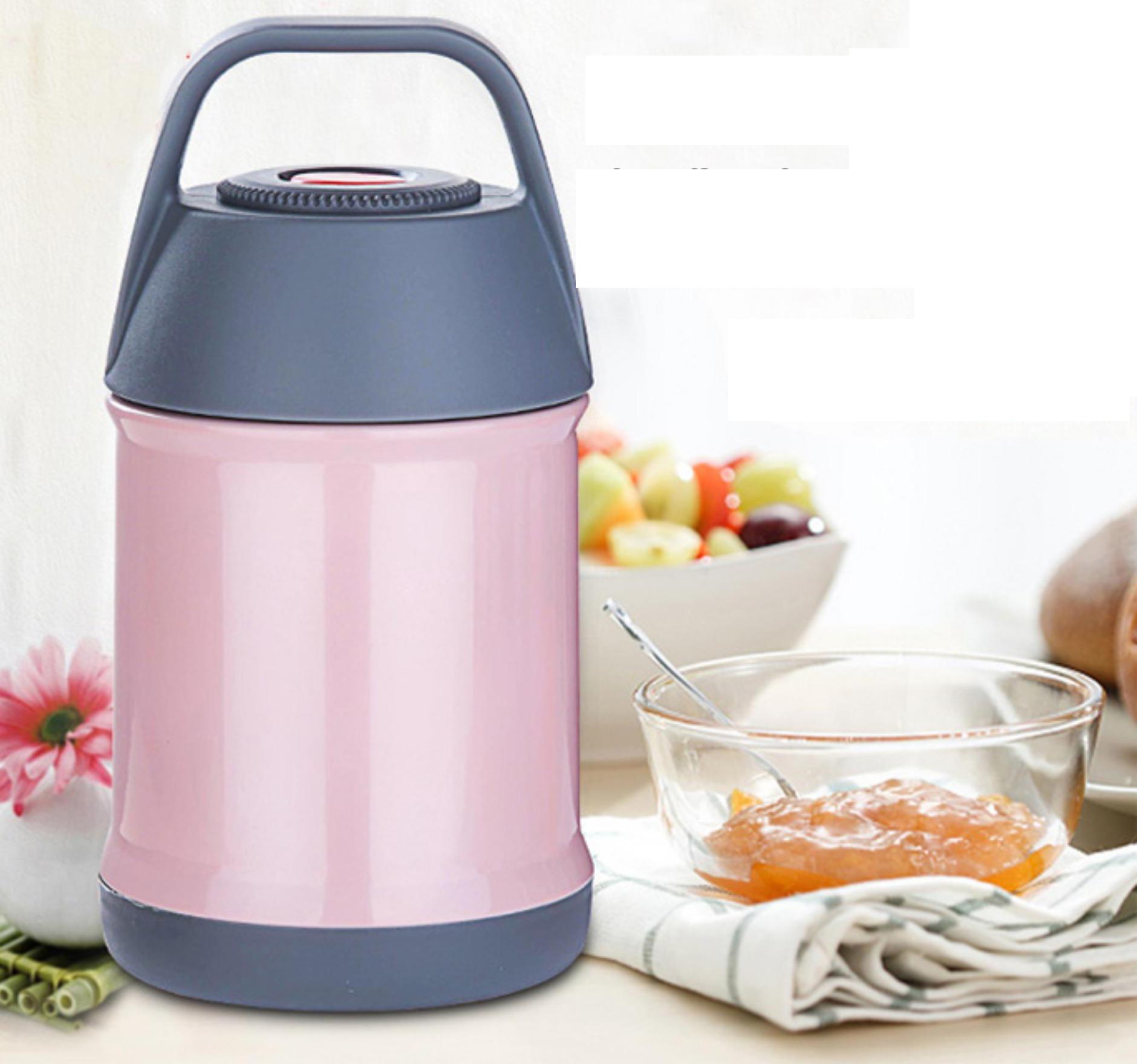 Ca ủ cháo Nhật, đựng canh súp, đồ uống đa năng dung tích 560ml thiết kế có nắp chống tràn và quai xách tiện lợi mang đi xa - Bình giữ nhiệt ruột inox 304 siêu bền, giữ nóng/ lạnh cực tốt