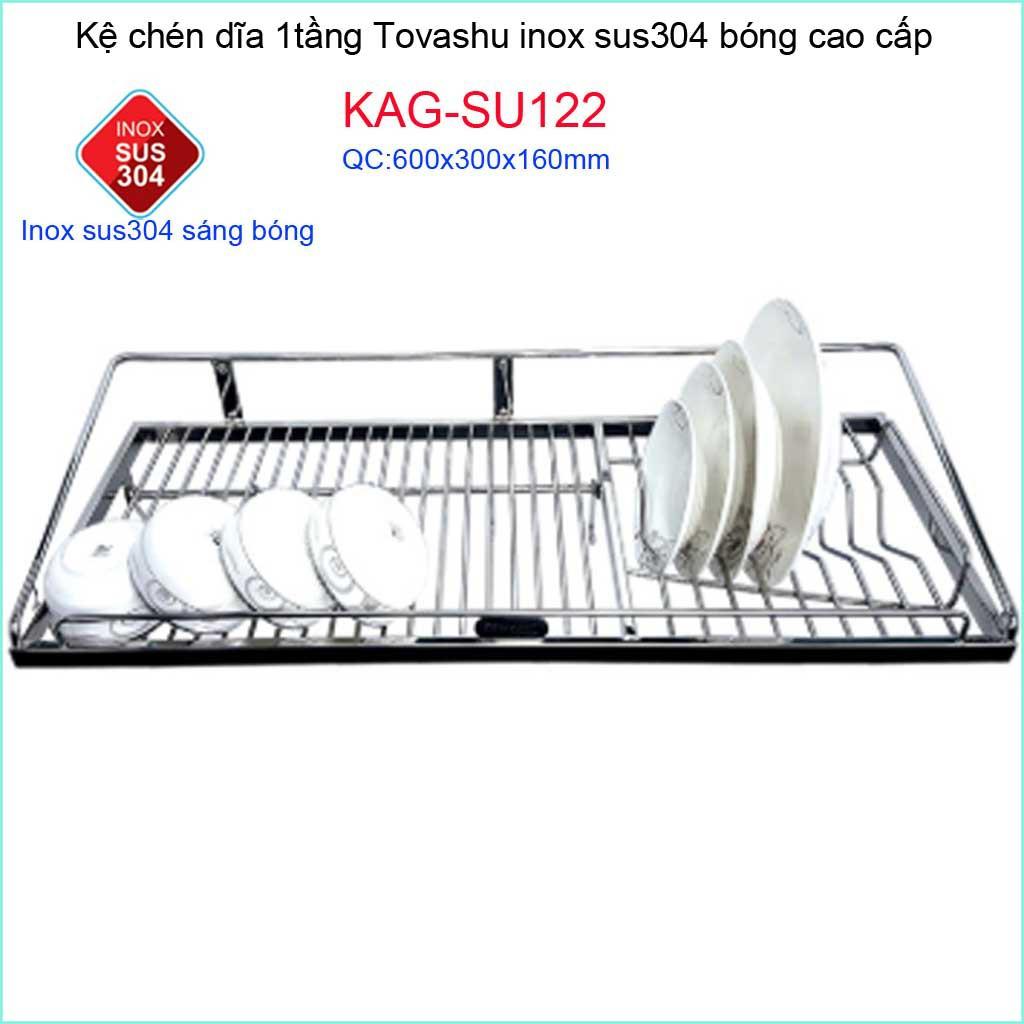 Kệ đựng chén bát Tovashu 60cm-70cm-80cm-90cm, kệ chén dĩa 1 tầng Inox 304 Nhật Bản