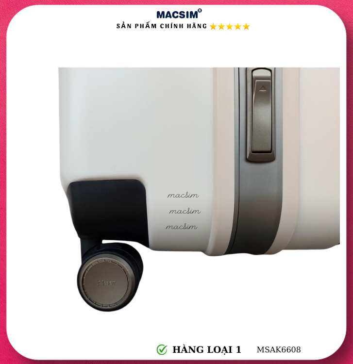 Vali cao cấp Macsim Aksen hàng loại 1 MSAK6608 cỡ 28 inch màu trắng