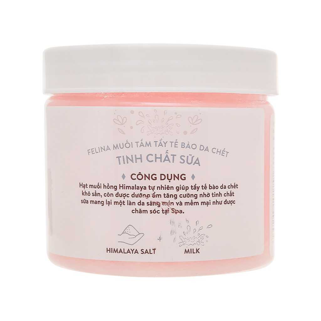 Muối tắm tẩy tế bào chết tinh chất sữa Felina (Hộp 500g)