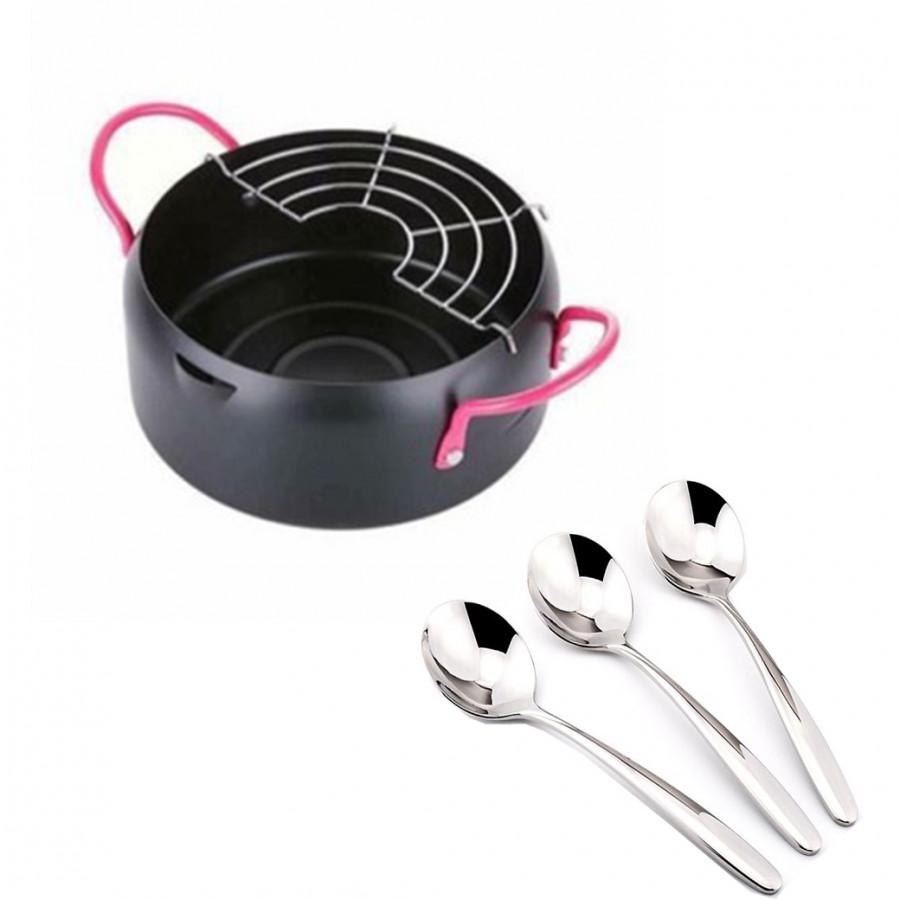 Nồi Chiên Thực Phẩm Cao Cấp , Tặng Kèm Bộ 3 Thìa Inox Cao Cấp - Hàng Loại 1