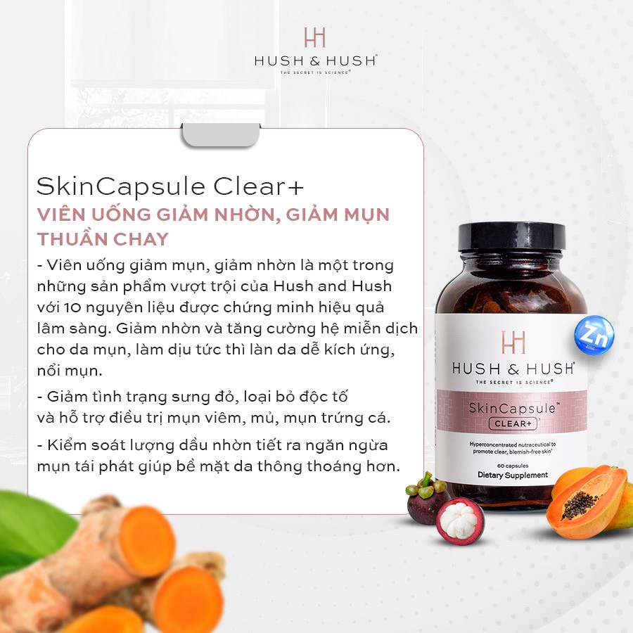 Image Skincare Hush &amp;amp; Hush Skin Capsule Hydrate+ Viên Uống Giữ Ẩm Cho Da Khô, Da Mất Nước 60 Viên.