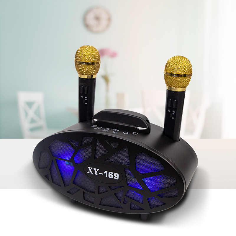 Loa Karaoke Kết Nối Bluetooth Mini Kèm 2 Micro Không Dây Hát Cực Hay - Giao Màu Ngẫu Nhiên