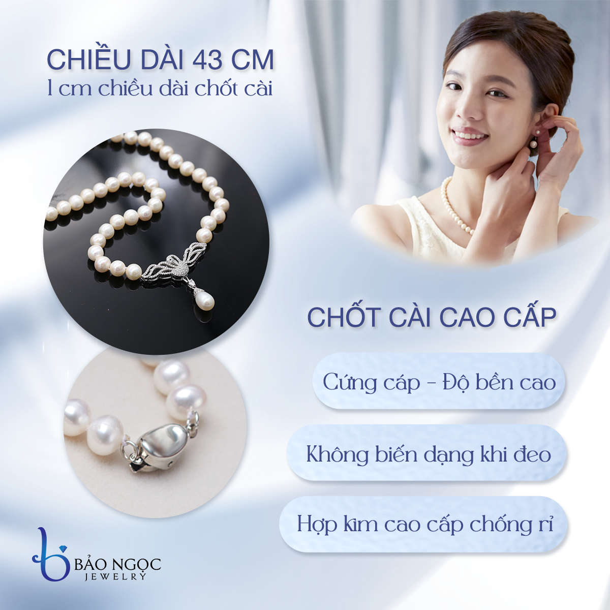 Vòng Cổ Ngọc Trai Tặng Mẹ - Chuỗi Ngọc Trai Quý Phái - DB0702 - Bảo Ngọc Jewelry