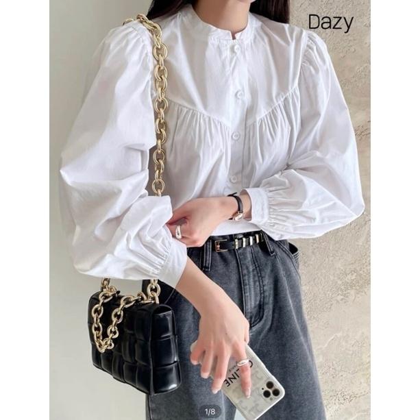 Áo Sơmi Nữ tiểu thư tay phồng Vintage chất kake phom suông