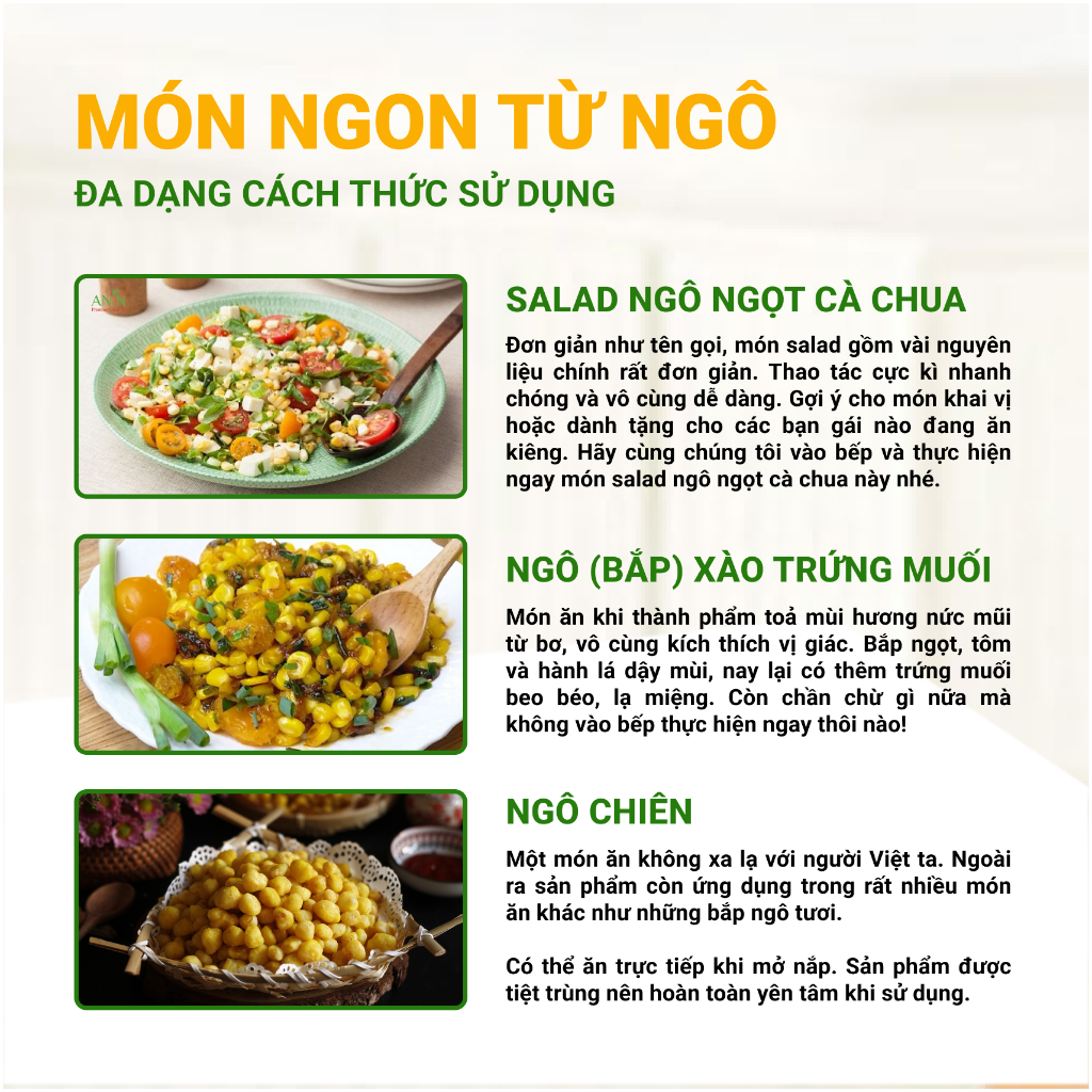 Ngô Ngọt Nguyên Hạt AN'N Loại Đặc Biệt - Lon 450gr Món Ăn Khai Vị, Tráng Miệng, Dùng Trong Chuỗi Nhà Hàng Lớn