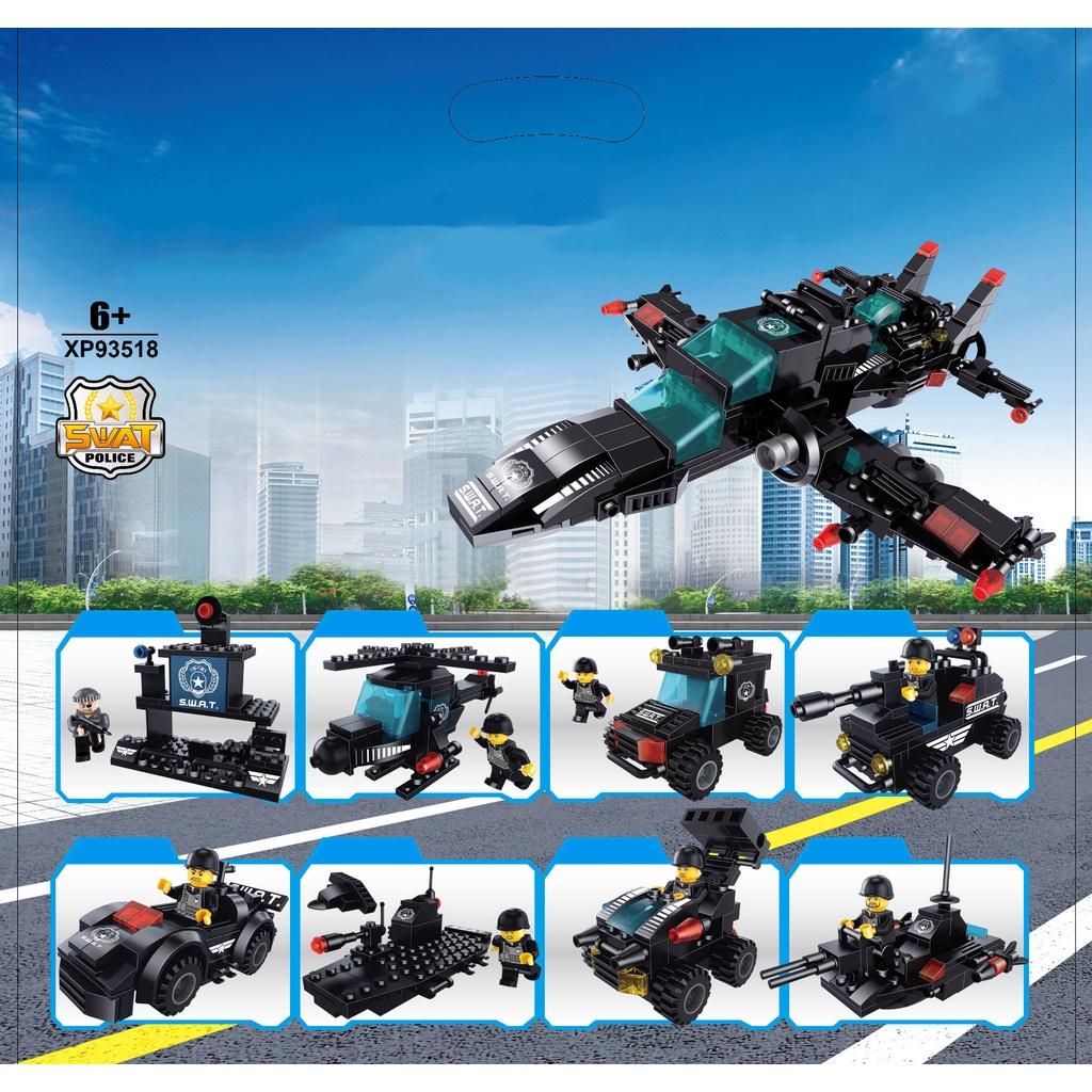 (500 720 750 820+ CHI TIẾT - HÀNG LOẠI 1) BỘ ĐỒ CHƠI XẾP HÌNH LEGO CẢNH SÁT, Lắp Ghép OTO, ROBOT, THUYỀN, TRỰC THĂNG