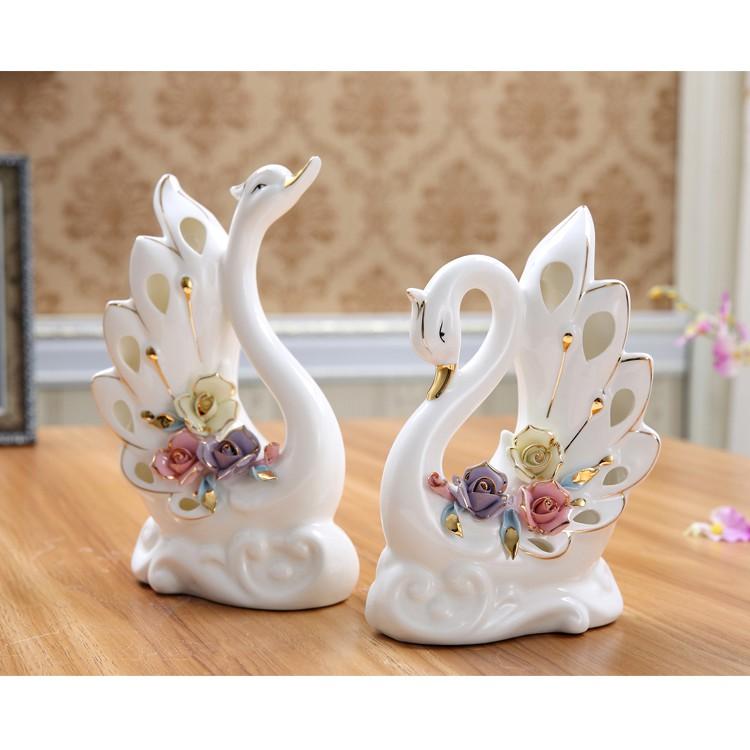 Thiên Nga Trang Trí Cao Cấp Gốm Sứ DHTN015